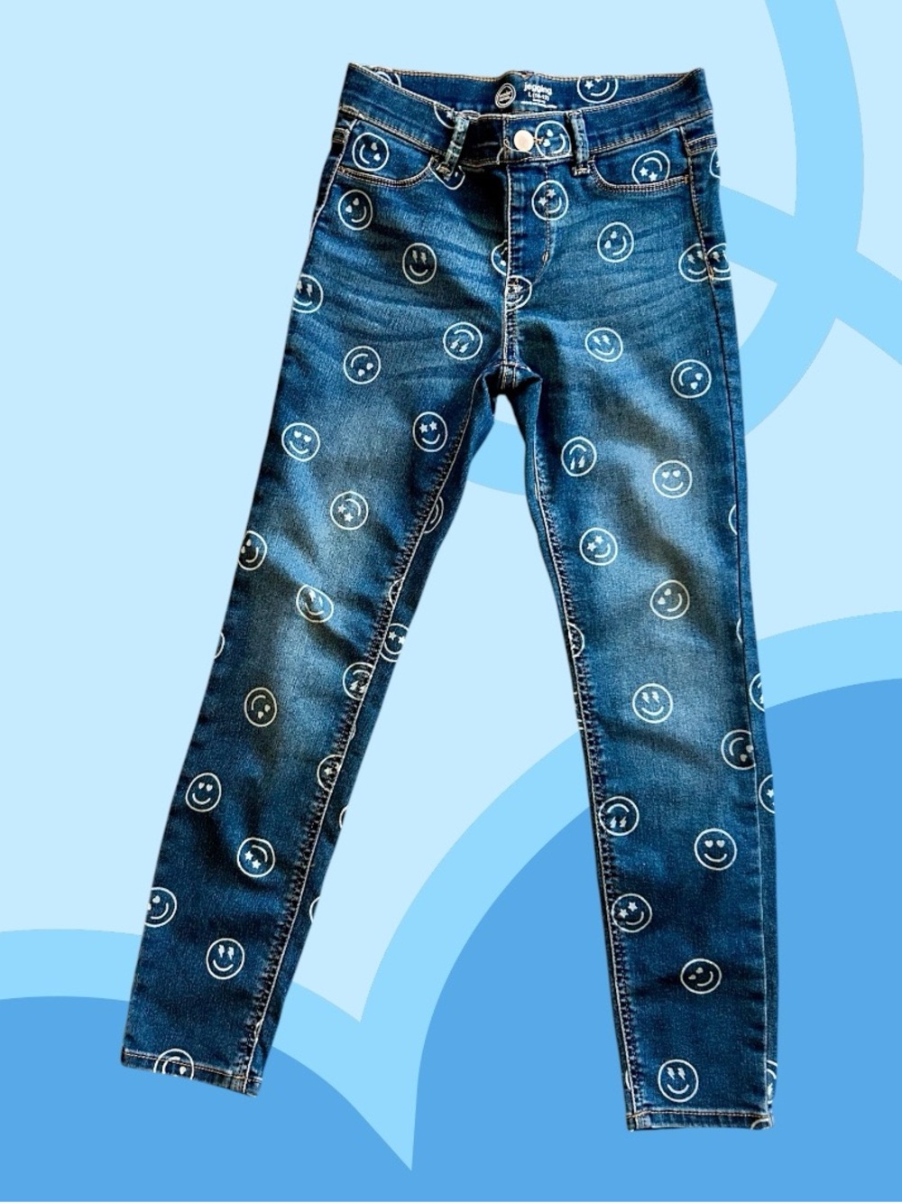 wonder nation Dark Blue Smiley Print Stretch Jeggings